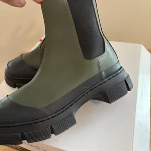 Blondo Olive Green Black Chunky Waterproof Helga Chelsea Boots 6M Rubber Textile thumbnail 3