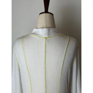 Free People Out of This World Bodysuit Women Small Ivory Yellow Ribbed Knit Boho thumbnail 10