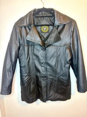 Michael Michelle Women’s Black Genuine Leather Longline Jacket Coat XL thumbnail 1