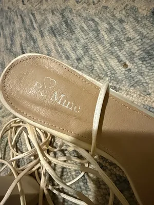 Be Mine Stain Ivory Block Heel Lace up Sandals with Floral Rhinestones Size 7 thumbnail 2