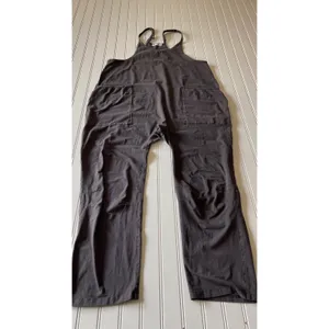 Oufeiya Charcoal Gray Wide Leg Overalls Adjustable Straps Drop Crotch Jumpsuit M thumbnail 2