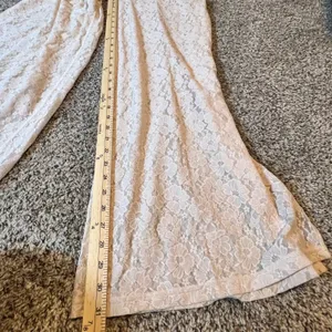 OFFLINE by Aerie Lace Wide Leg Pants Cream High Rise Side‎ Slit NWT Medium thumbnail 10