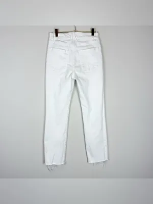 Good American Good Straight High Rise Raw Hem White Jeans Size 4/27‎ thumbnail 12