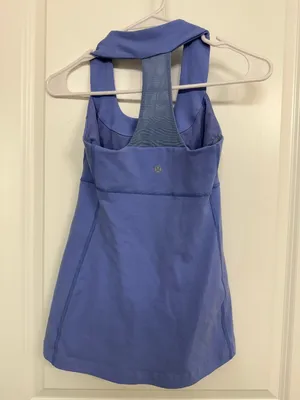 Lululemon Scoop Neck Blue Mesh Racerback Tank Built In Bra Women’s M thumbnail 4