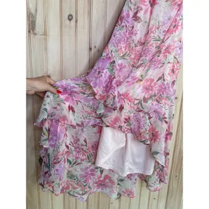 NWOT Lulus Watch Me Grow Pink Floral Print Cold-Shoulder High-Low Dress Resort M thumbnail 4