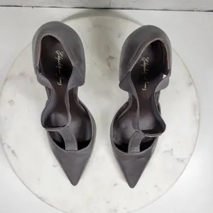 Elizabeth & James Stiletto Heels Womens 8 Gray Leather T-Strap Metal Spike Heel thumbnail 14