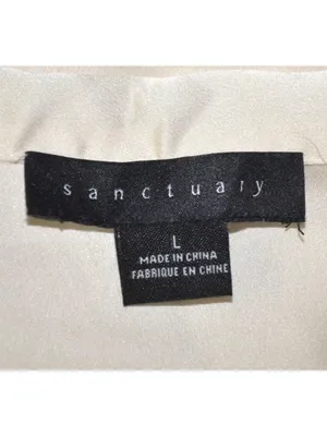 Sanctuary Ivory Button Front Collared Silky Blouse Top Size L V-Neck Career thumbnail 10