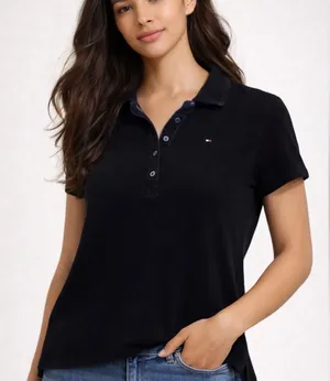 Tommy‎ Hilfiger Women's Black Polo Shirt Small thumbnail 1