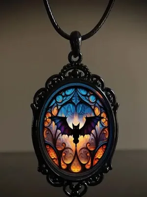 Vintage Gothic Halloween Pendant Bat Pendant Necklace thumbnail 1