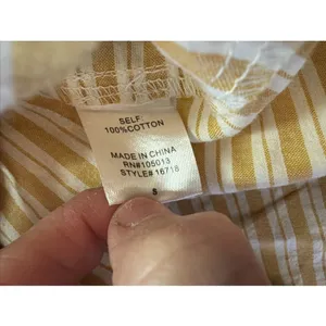 Andree‎ By Unit Women's Top Sz Sm White Yellow Stripe Cotton Ruffle Shirt Blouse thumbnail 4