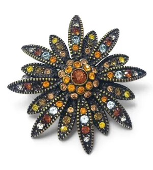 Vintage Joan Rivers Sunburst Crystal Brooch thumbnail 1