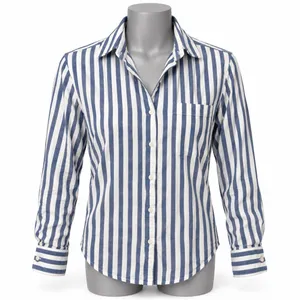 Aerie Blue White Striped Button Down Shirt Long Sleeve Pocket Top Womens XS thumbnail 1