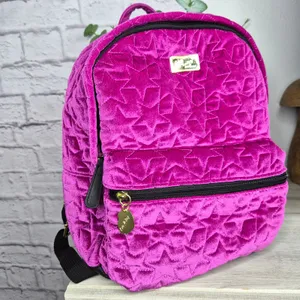 Luv Betsey Johnson Magenta Velvet Quilted Star Mini Backpack Hot Pink Y2K Purse thumbnail 2