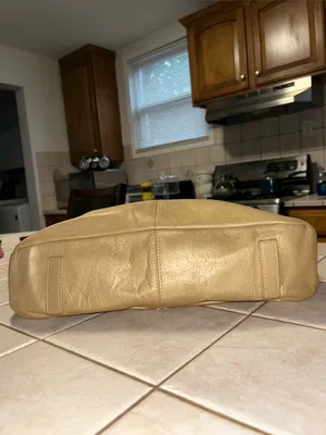 Franco Sarto Gold Leather Shoulder Bag with Gold Turn-Lock thumbnail 4