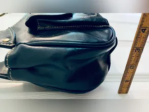 Navy Blue Shoulder Bag Purse Tote w/ Gold-Tone Accents: Faux Leather, Small thumbnail 10