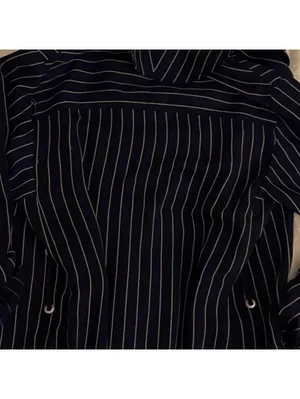 Aritzia (babaton) navy blue pinstripe blazer/jacket with tie waist belt included thumbnail 2