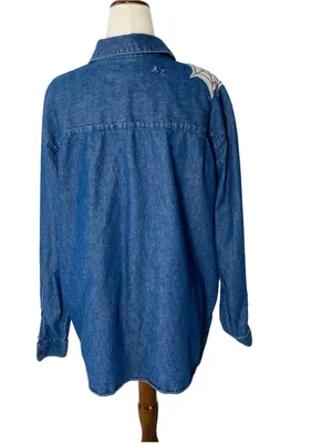 VINTAGE KAREN SCOTT Embroidered Spiderweb Denim Shirt thumbnail 7