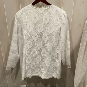 Sweet vintage 80s white lace angel baby fairy lined jacket blazer open front thumbnail 11