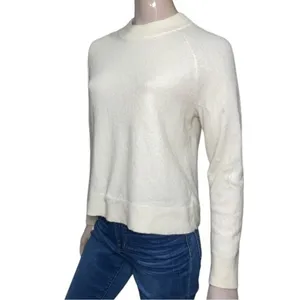Athleta Women’s Size S White Cream Merino Blend Fuzzy Crewneck Sweater thumbnail 3