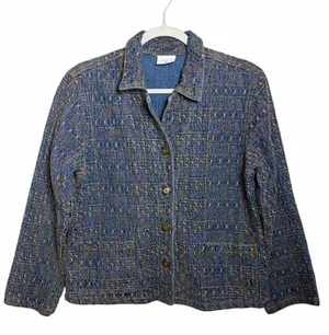 Click by Color Me Cotton Embroidered Denim Jacket 100% Tencel thumbnail 1