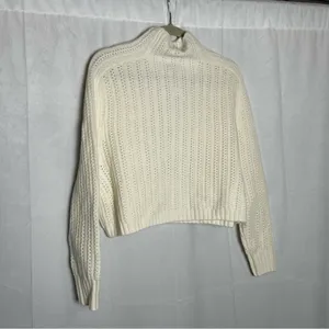 NWT‎ Madewell Ivory Pointelle-Stitch Mockneck Sweater Size XXS thumbnail 2