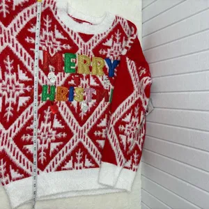 HOLIDAY TIME Red "Merry Christmas" Christmas Ugly‎ Sweater Size L NEW thumbnail 10
