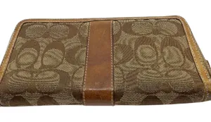 Coach Zip Around Brown Signature C Canvas Leather Wallet thumbnail 1