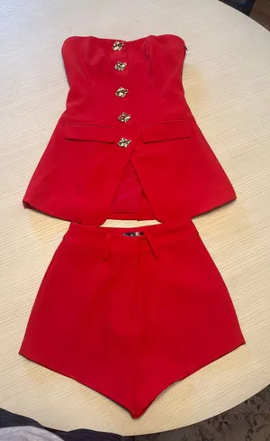Red set shorts with top xs revolve clothing  thumbnail 1