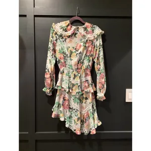 FOR LOVE AND LEMONS Bailey Floral Asymmetrical long sleeve ruffle mini Dress S thumbnail 8