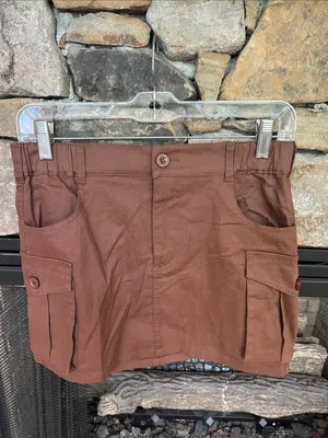 Brown Straight Mini Skirt Elastic Back Waist thumbnail 2