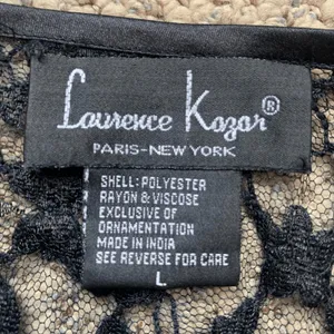 Vintage Laurence Kazar Black Beaded Lace Sheer Open Front Evening Jacket Romance thumbnail 9