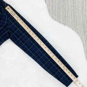 Tommy Hilfiger Plaid Ruffle Cuff Trim Button Front‎ Shirt Green Navy Medium thumbnail 14