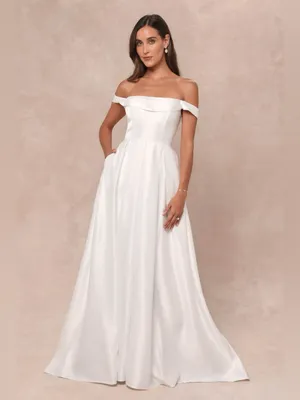 LULU’S Extraordinary Vow White Off-the-Shoulder Maxi Dress with Pockets thumbnail 3