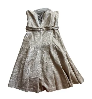 NWT Vintage Tibi Strapless Dress 2 Gold Damask Brocade Beaded‎ Floral Cocktail thumbnail 1
