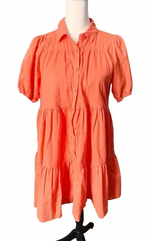 HYFVE Short Sleeve Dress Orange Medium thumbnail 1