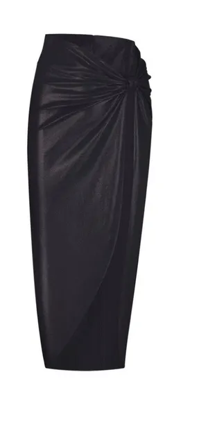 NWT black SKIMS Liquid Shine Swim Sarong Skirt XS onyx thumbnail 1