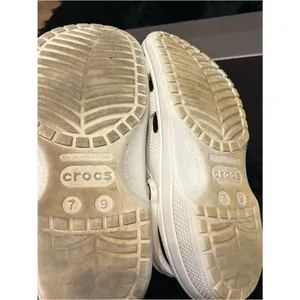CROCS white clogs mules sandals shoes women’s 9 / mens 7 Preowned thumbnail 3