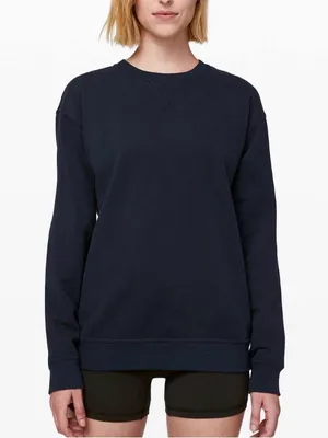 Lululemon Women’s All Yours Crew Neck Sweatshirt True Navy Size 14 thumbnail 1