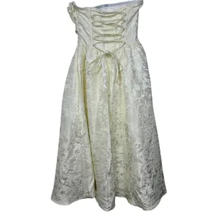 NWT Babyboo Saoirse Ivory Floral Jacquard Strapless Fit & Flare Midi Dress Sz S thumbnail 11