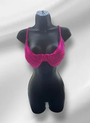 GOOD AMERICAN- Jacquard Bikini Top Sz 5/2XL HAWAIIAN PINK thumbnail 7