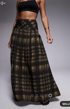 ASOS Blurred Check Drop Waist Skirt thumbnail 1
