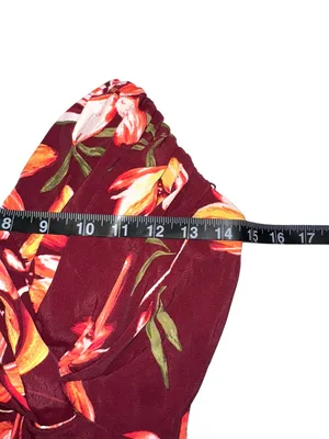 Katie May Come On Home Strapless Burgundy Floral Side Slit Midi Dress XS thumbnail 7