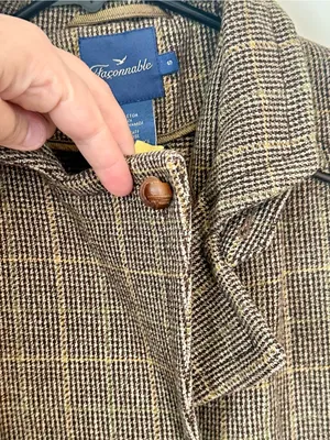 Faconnable Brown Plaid Wool Toggle Pea Coat thumbnail 4