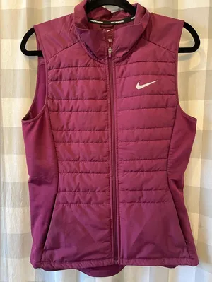 Nike Women's Quilted Plum Sleeveless Vest with White Swoosh thumbnail 1
