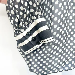 Milly Womens Retro Black White Polka Dot Silk Tie Neck Parisian‎ Chic Blouse 6 thumbnail 3