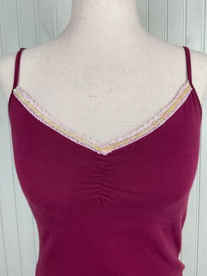 Vintage Y2K Aeropostale Sequin Lace Cami Tank Top Burgundy Pink Fairycore Fairy thumbnail 3