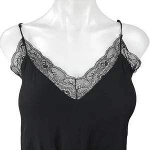 Aritzia Wilfred Free Black Floral Lace Trim Sleeveless Cami Crop Tank Top Size S thumbnail 3