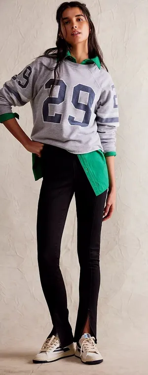 Free People We The Free Black Double Dutch PullOn Slit Skinny Jeans Size XS NWT! thumbnail 1