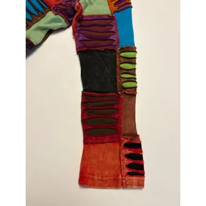 Rising International Patchwork Hoodie Women Large Multicolor Razor Cut Boho Zip thumbnail 8