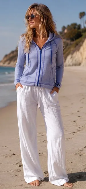 Talbots Blue and White Hooded Zip thumbnail 1